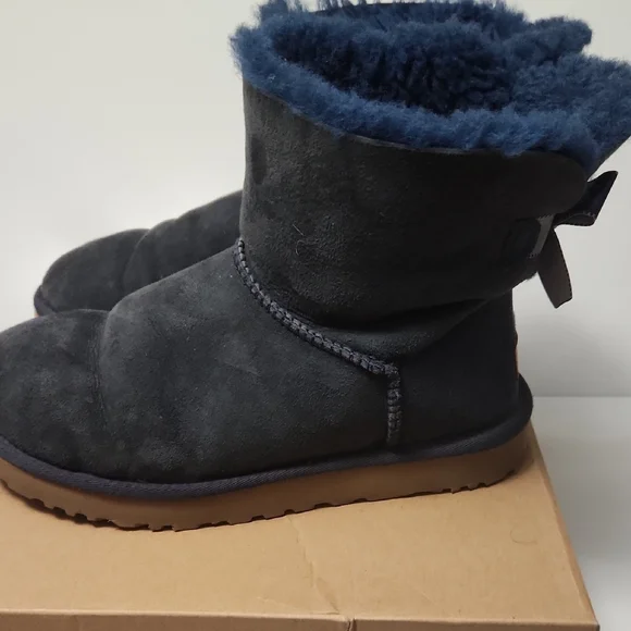 UGG Women's Navy BLUE Shearling Boots - Picture 10 of 10